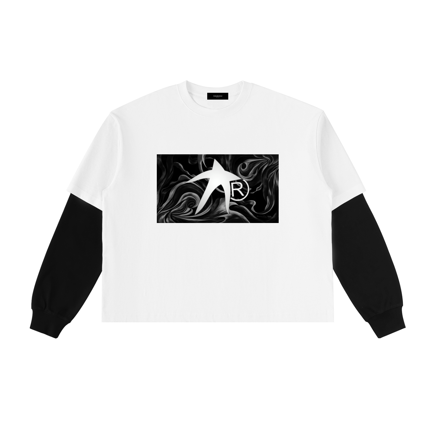 Layered Contrast Sleeve Cotton T-Shirt