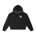 Contrast Plaid Boxy Zip Hoodie