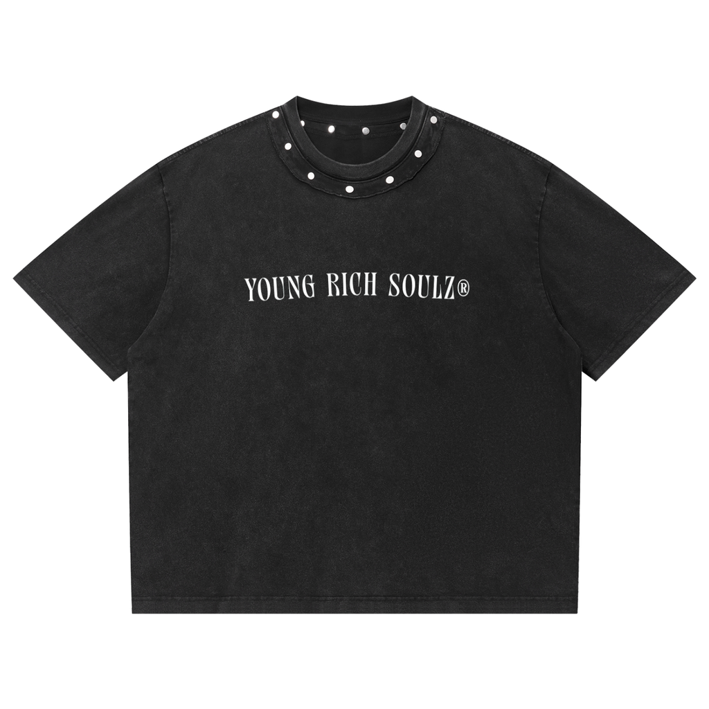 Unisex Washed Boxy Studded T-Shirt