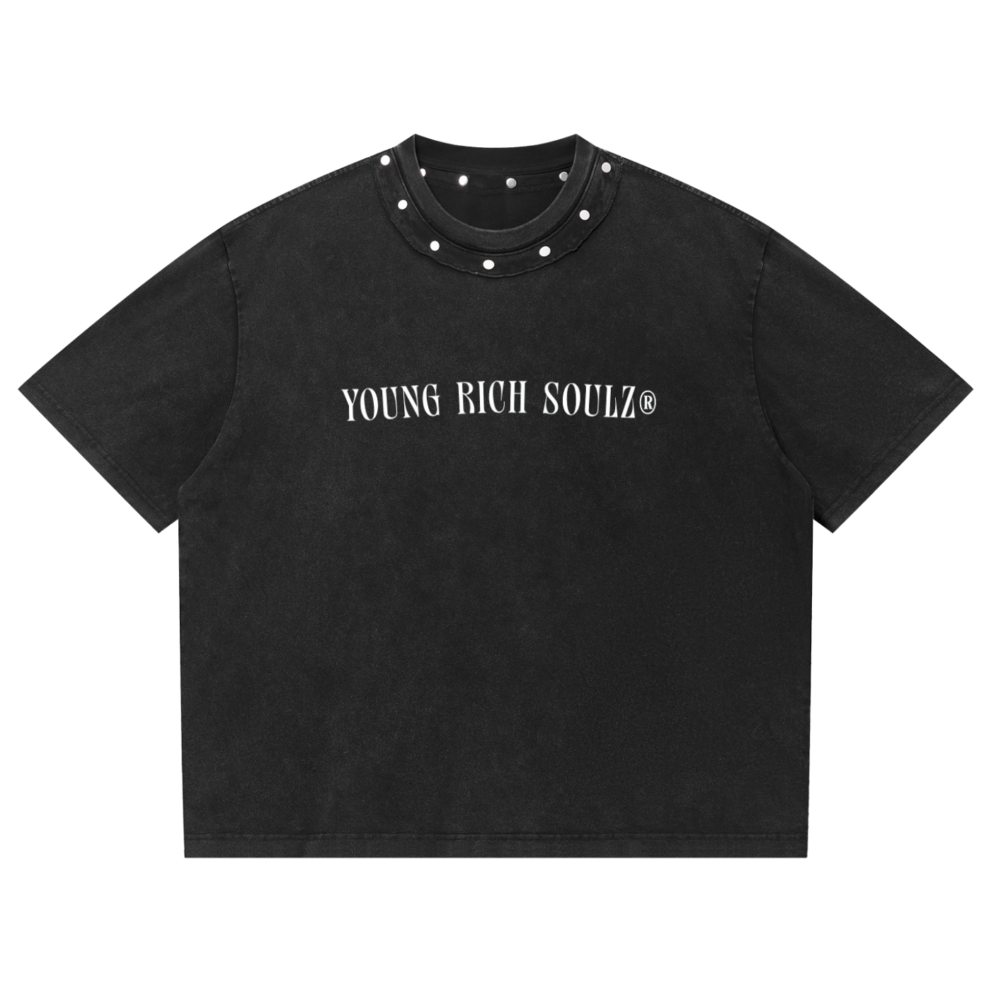 Unisex Washed Boxy Studded T-Shirt