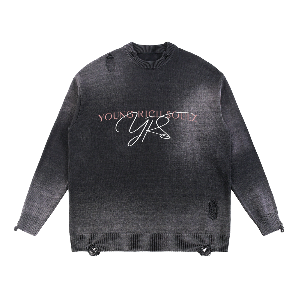 Sun Fade Distressed Ripped Crewneck sweater