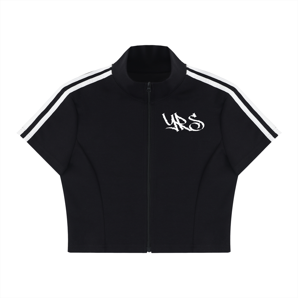 Women's Cropped Full Zip Short Sleeve T-Shirt