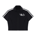 Women's Cropped Full Zip Short Sleeve T-Shirt