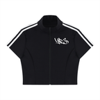 Women's Cropped Full Zip Short Sleeve T-Shirt