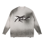 Distressed Ripped Crewneck Sweater