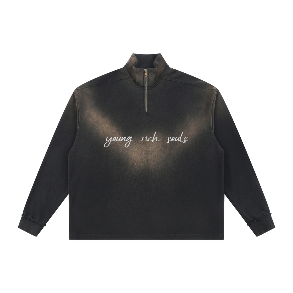Faded Raw Quarter-Zip Sweatshirt