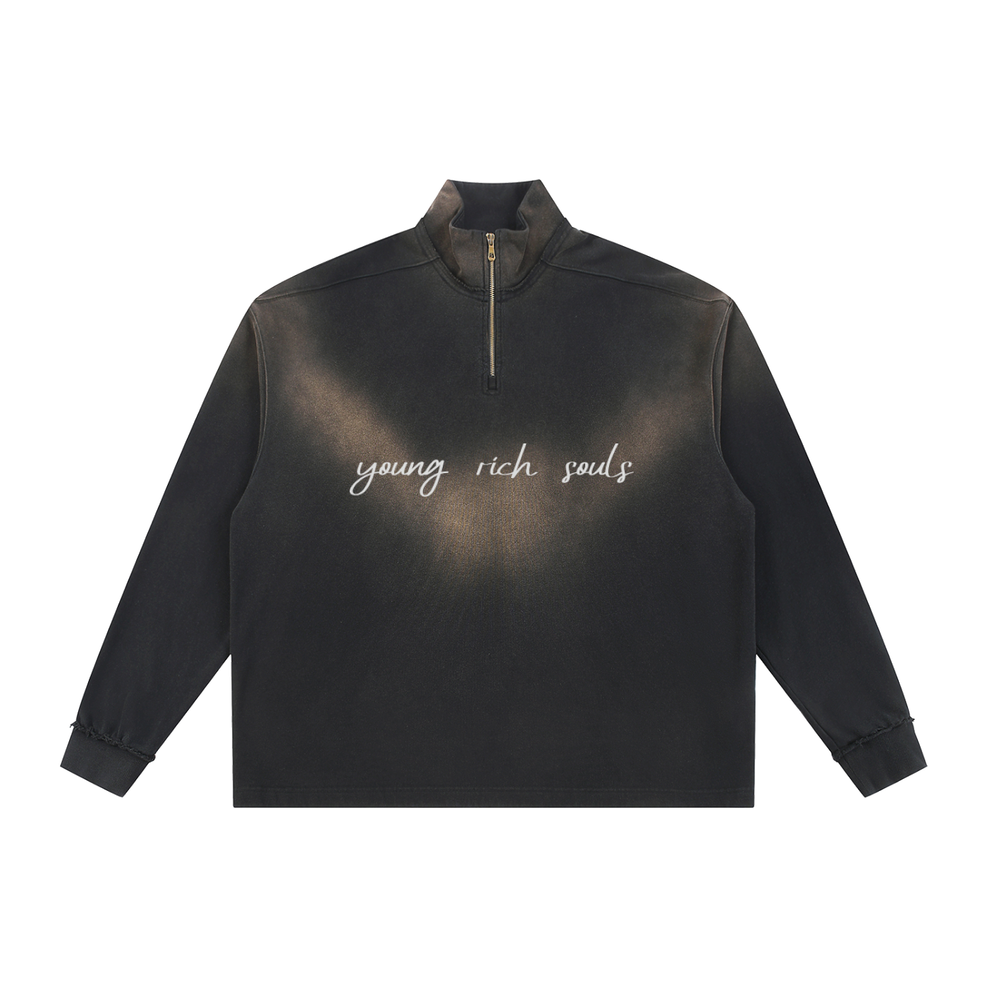 Faded Raw Quarter-Zip Sweatshirt
