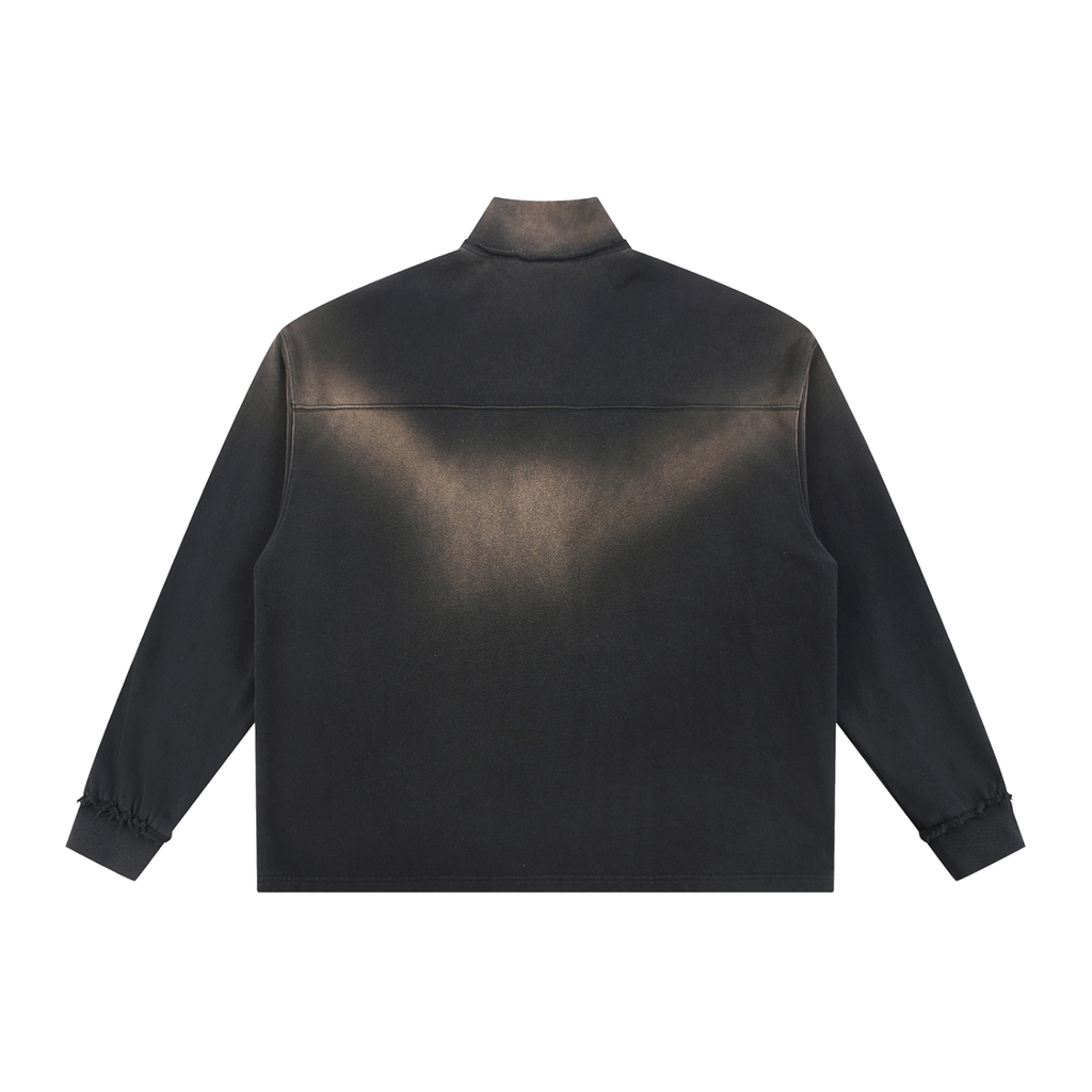 Faded Raw Quarter-Zip Sweatshirt