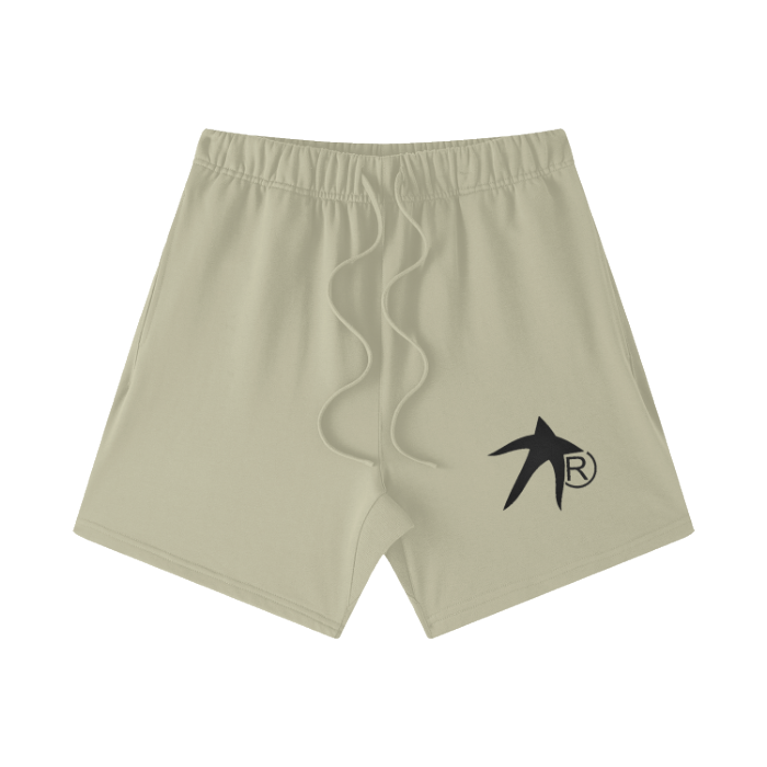 Heavyweight Fleece Logo Loose Fit Shorts - Grey Apricot