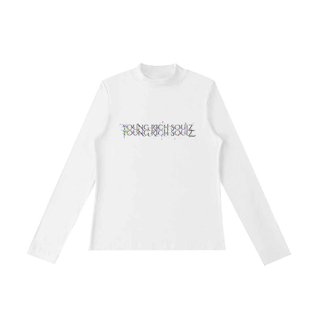 Glitched Mock Neck Long Sleeve T-Shirt