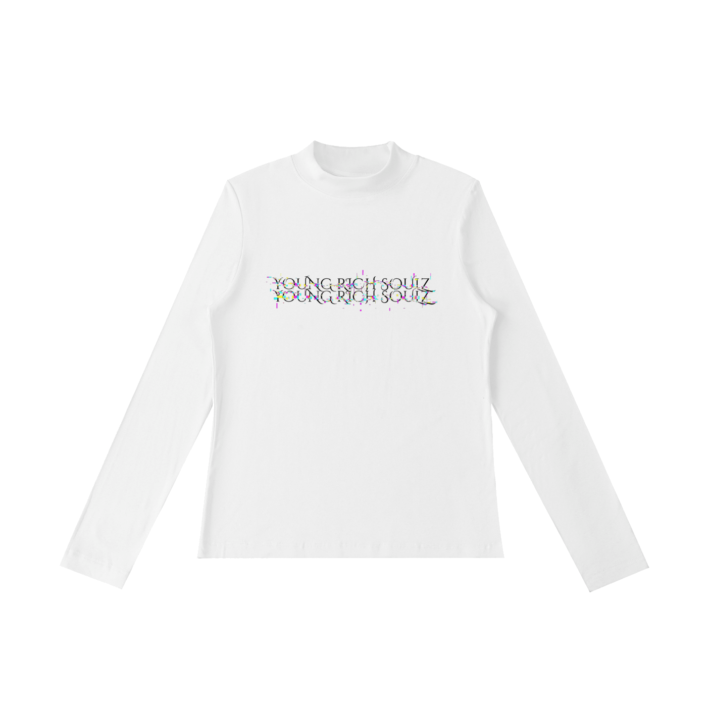 Glitched Mock Neck Long Sleeve T-Shirt