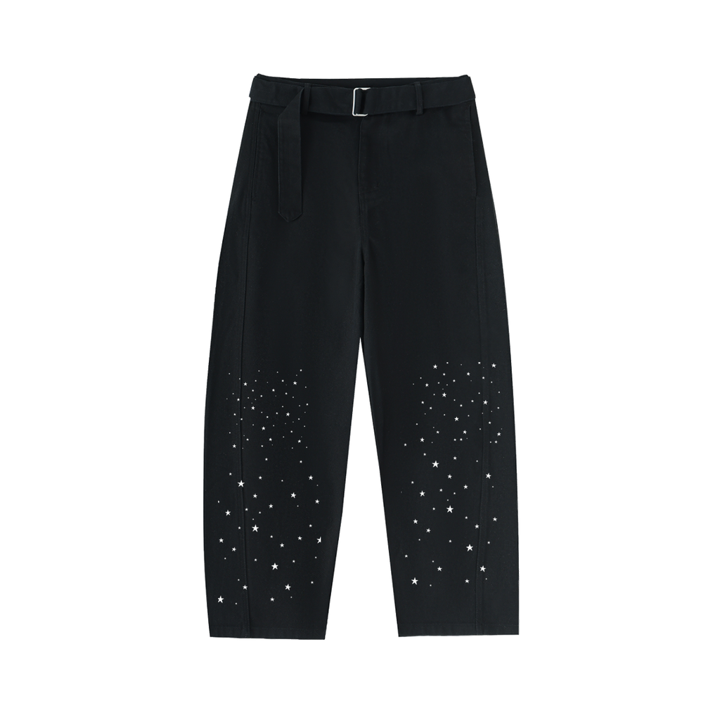 Belted Barrel-leg Chino Pants