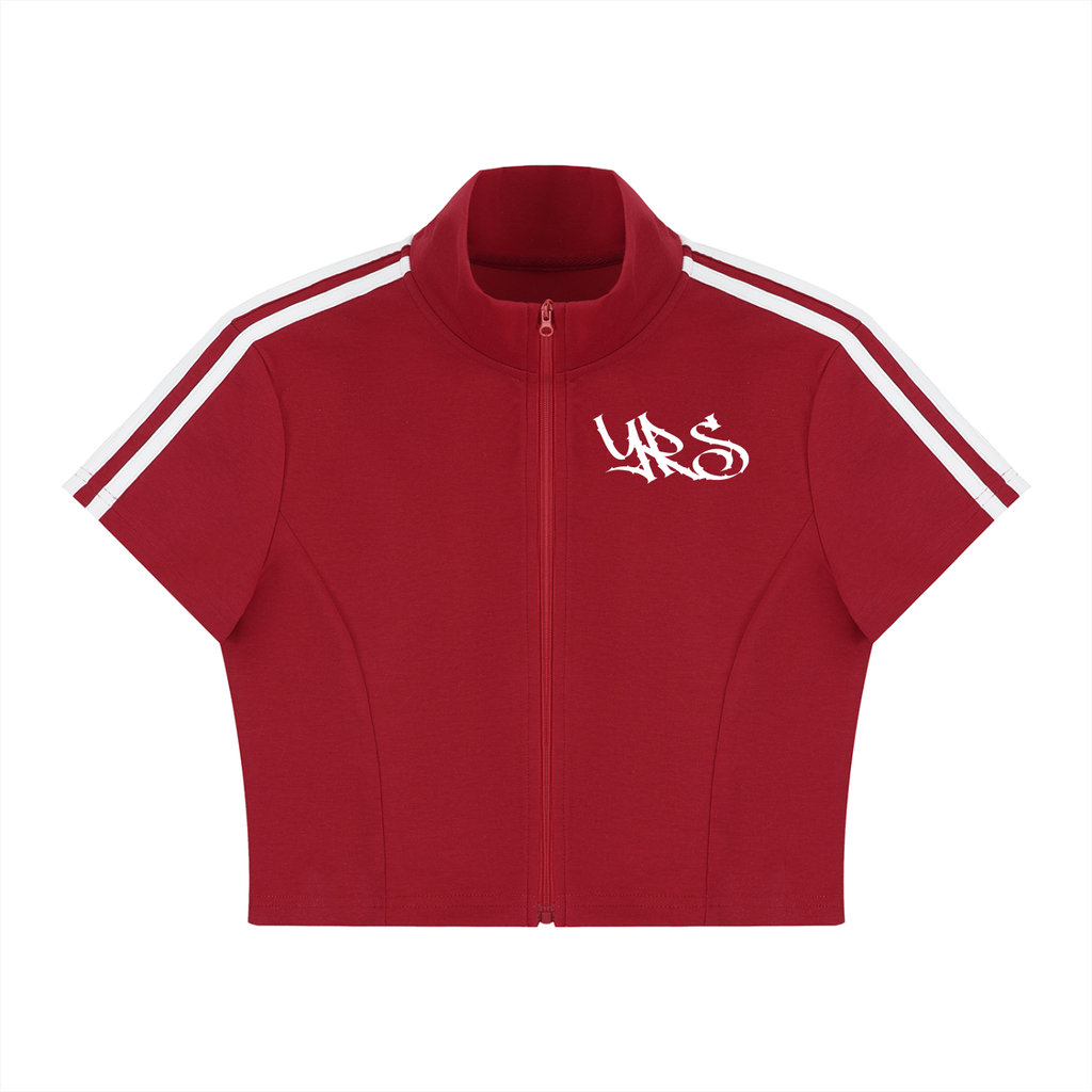 Women's Cropped Full Zip Short Sleeve T-Shirt