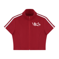 Women's Cropped Full Zip Short Sleeve T-Shirt