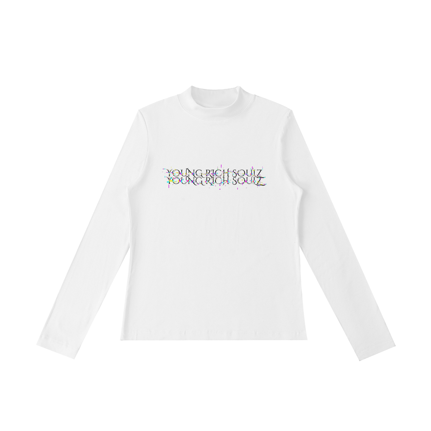 Glitched Mock Neck Long Sleeve T-Shirt