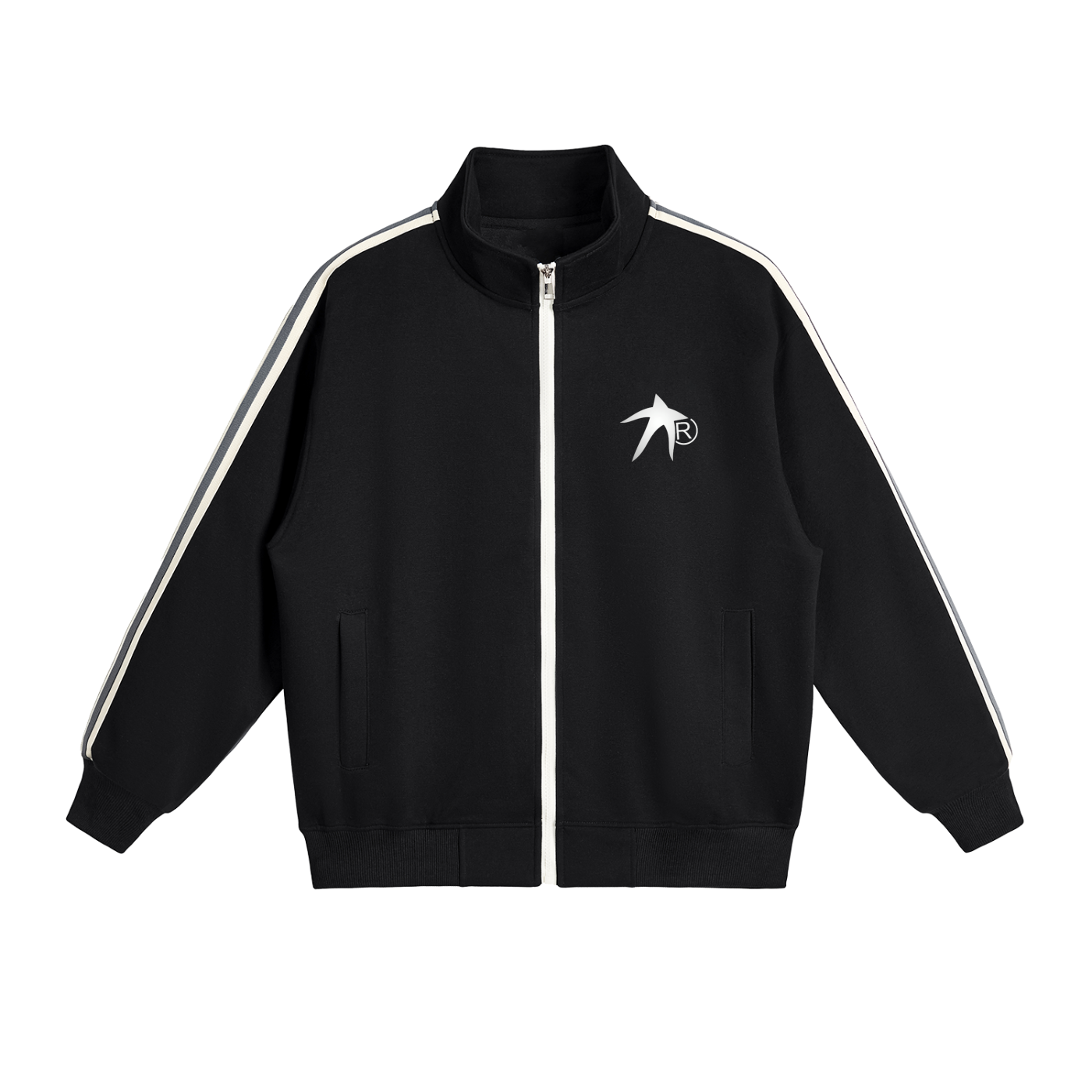 Contrast Side-Stripe Stand Collar  Jacket