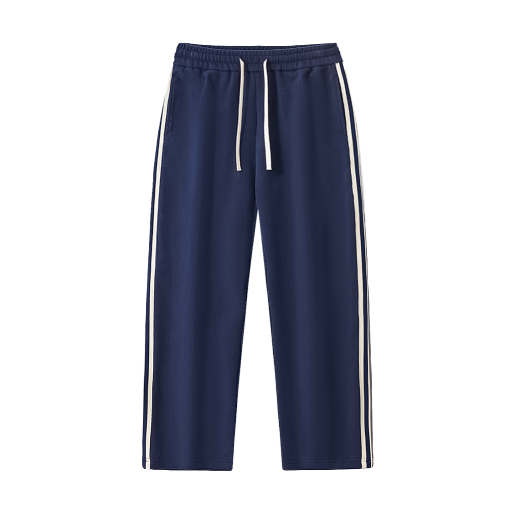 Royal Blue Side-Stripe Straight-Leg  Pants