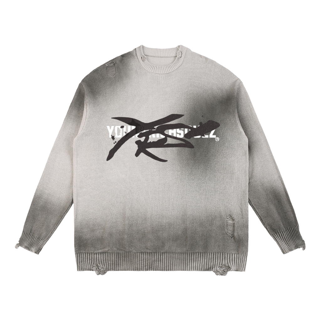 Sun Fade Distressed Ripped Crewneck sweater
